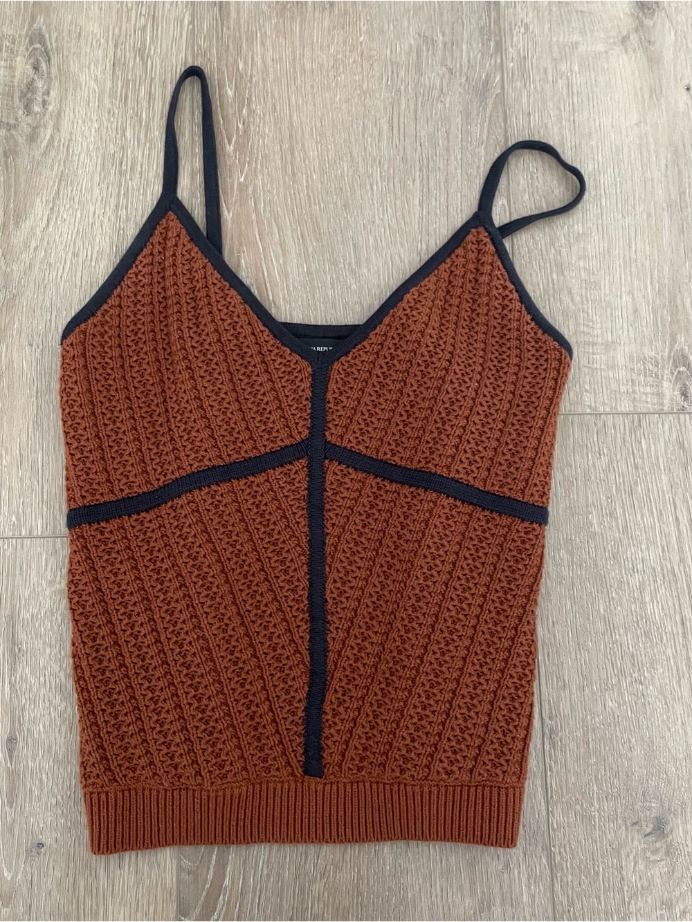 Banana Republic Rust Orange Knit Tank Top with Black Trim